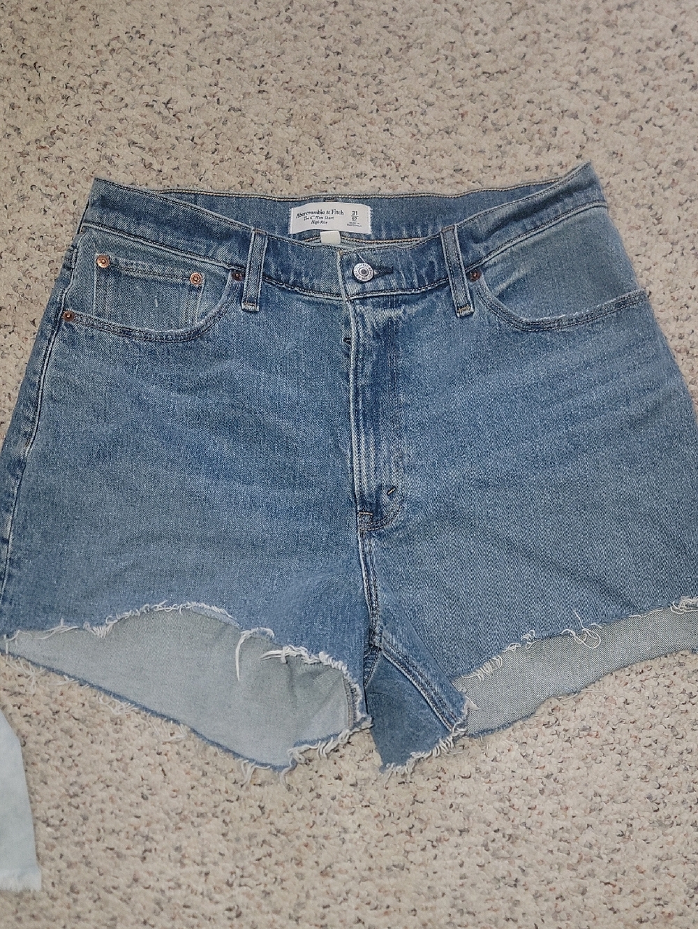 Abercrombie & Fitch High-Rise Denim Cutoff Shorts - Blue